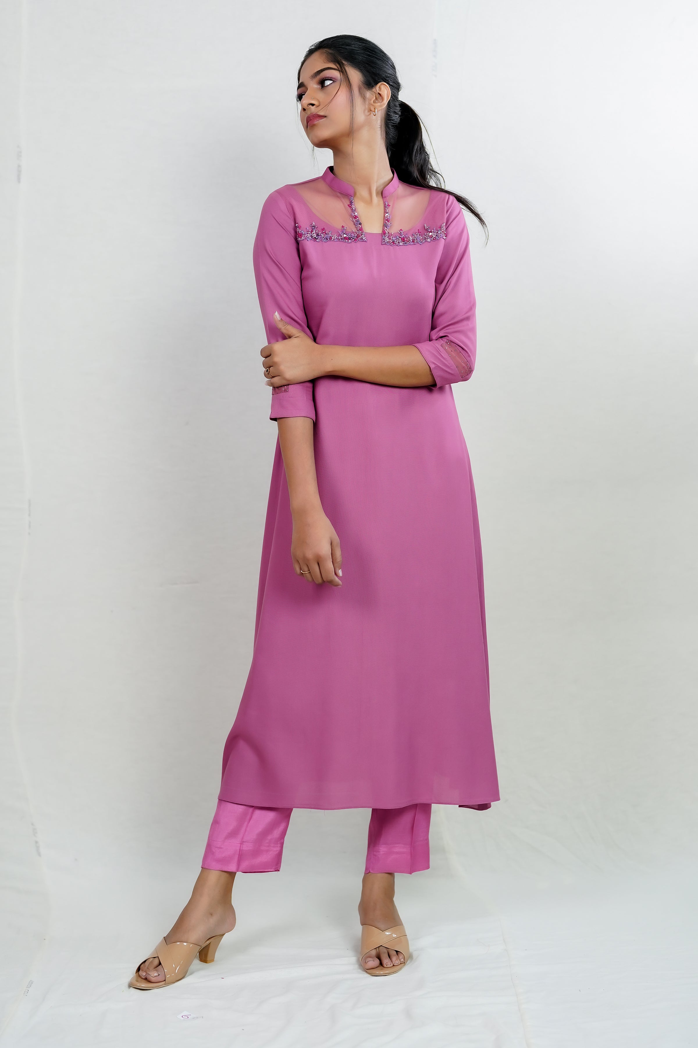 Exclusive Baby Pink Embroidered Party Wear Kurti : 52430 - Kurtis & Tunics